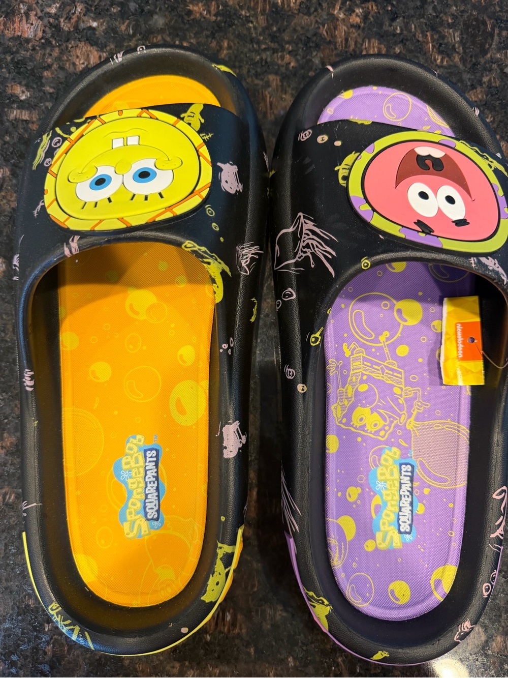SpongeBob SquarePants Slip-On Slides - Yellow & Purple Size 10 New